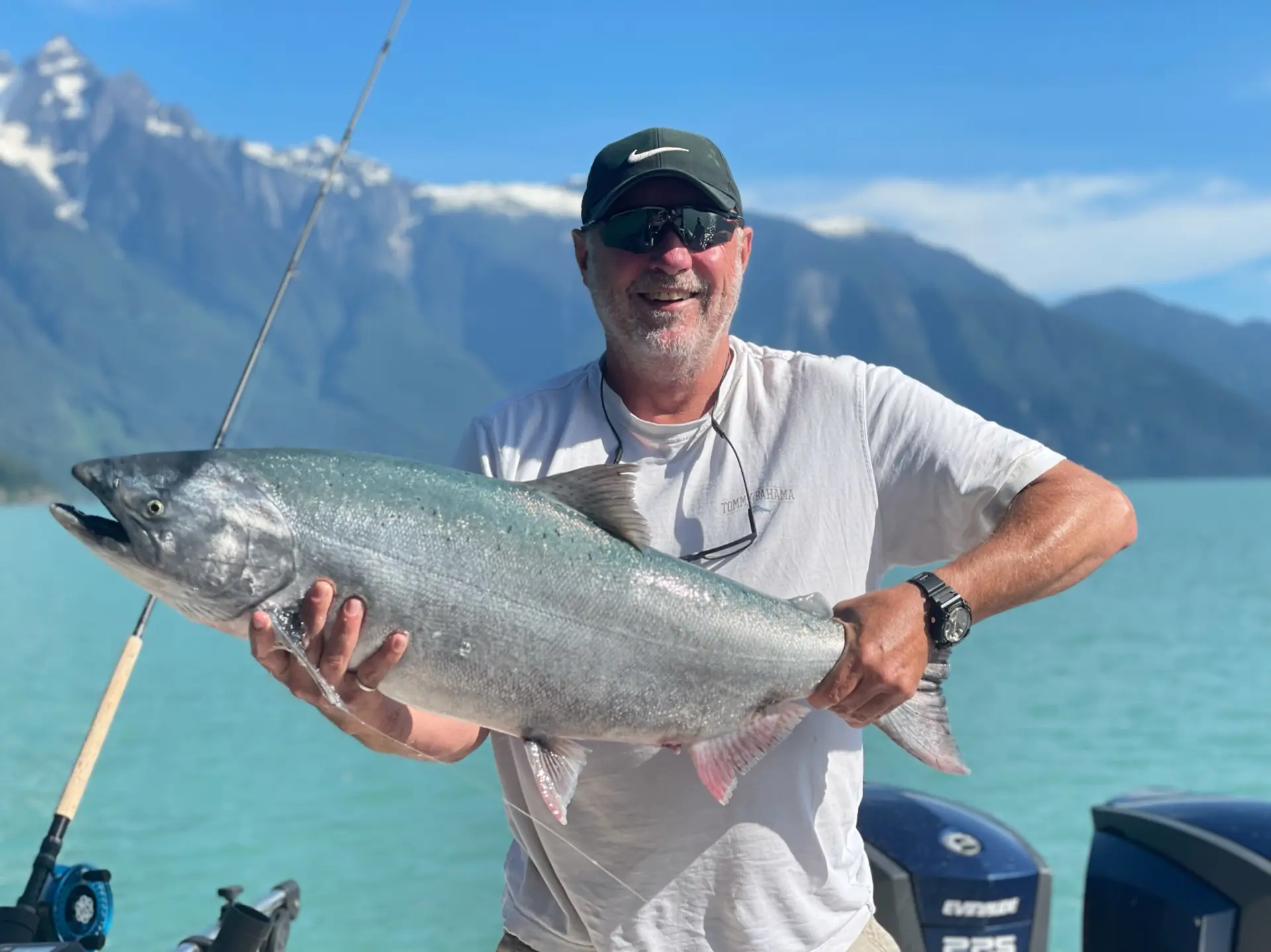 man holding large salmon caught off Campbell River
